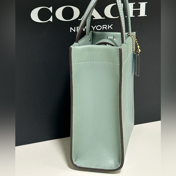 COACH 1941 Cashin Glovetanned Leather Mini Tote/Crossbody Bag in Sage - Picture 3 of 15